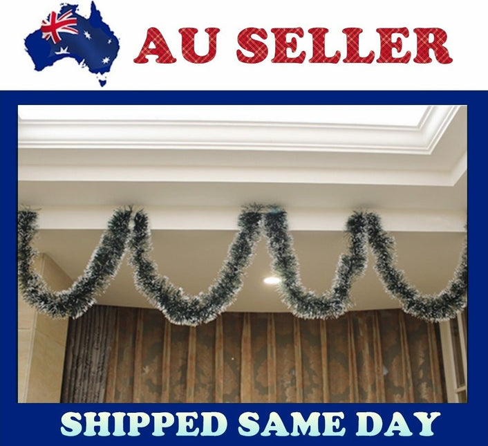 5x 2.5M Christmas Snow Tips Tinsel Garland Snowflakes Natural Decor Ornaments - Zmart Australia