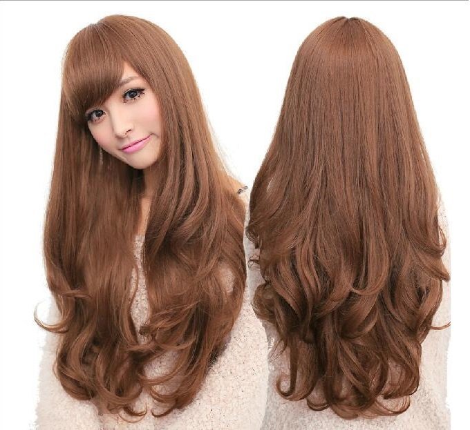 Long Wavy Curly Full Hair Wigs w Side Bangs Cosplay Costume Fancy Anime Womens - Zmart Australia