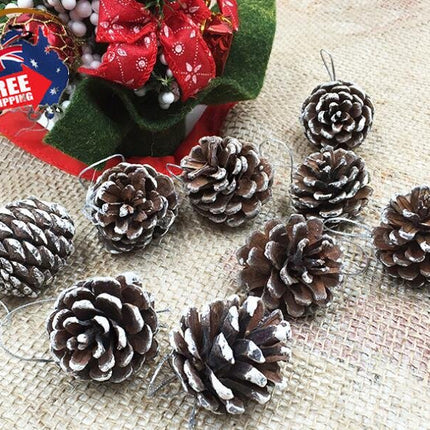 18 Christmas Natural Pine Cones Xmas Tree Hanging Home Decoration Ornament Gifts - Zmart Australia