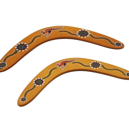 New Large Wooden Returning Boomerang Kangaroo Australian Aboriginal Art Design - Zmart Australia