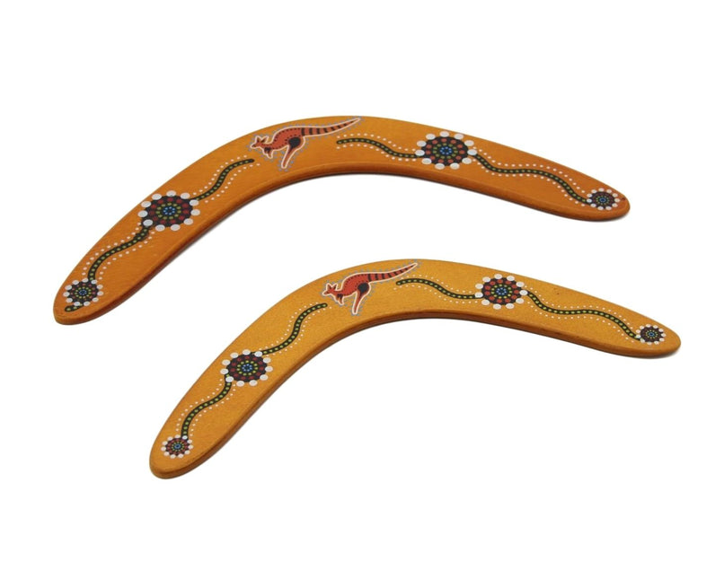 New Large Wooden Returning Boomerang Kangaroo Australian Aboriginal Art Design - Zmart Australia