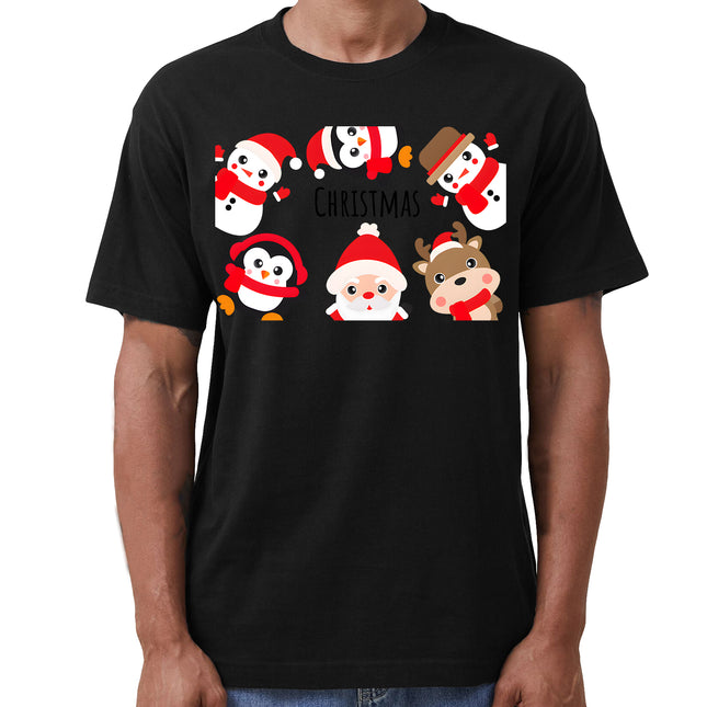 100% Cotton Christmas Adult Unisex T-shirt Mens Tee Top Santa Xmas Party Custume