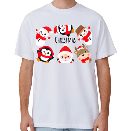 100% Cotton Christmas Adult Unisex T-shirt Mens Tee Top Santa Xmas Party Custume