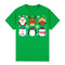 100% Cotton Christmas Adult Unisex T-shirt Mens Tee Top Santa Xmas Party Custume - Festive Faces (Green)