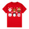 100% Cotton Christmas Adult Unisex T-shirt Mens Tee Top Santa Xmas Party Custume - Festive Faces (Red)