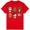 100% Cotton Christmas Adult Unisex T-shirt Mens Tee Top Santa Xmas Party Custume - Holiday Friends (Red)