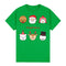 100% Cotton Christmas Adult Unisex T-shirt Mens Tee Top Santa Xmas Party Custume - Merry Faces (Green)