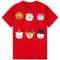 100% Cotton Christmas Adult Unisex T-shirt Mens Tee Top Santa Xmas Party Custume - Merry Faces (Red)