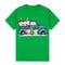 100% Cotton Christmas T-shirt Adult Unisex Tee Tops - Car with Snowman - Green