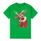 100% Cotton Christmas T-shirt Adult Unisex Tee Tops - Reindeer - Green