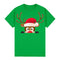 100% Cotton Christmas T-shirt Adult Unisex Tee Tops - Reindeer Head - Green