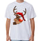 100% Cotton Christmas T-shirt Adult Unisex Tee Tops - Reindeer Wink - White