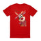 100% Cotton Christmas T-shirt Adult Unisex Tee Tops - Reindeer - Red