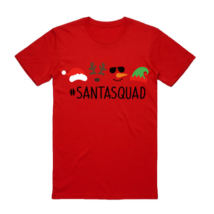 100% Cotton Christmas T-shirt Adult Unisex Tee Tops - Santa Squad - Red