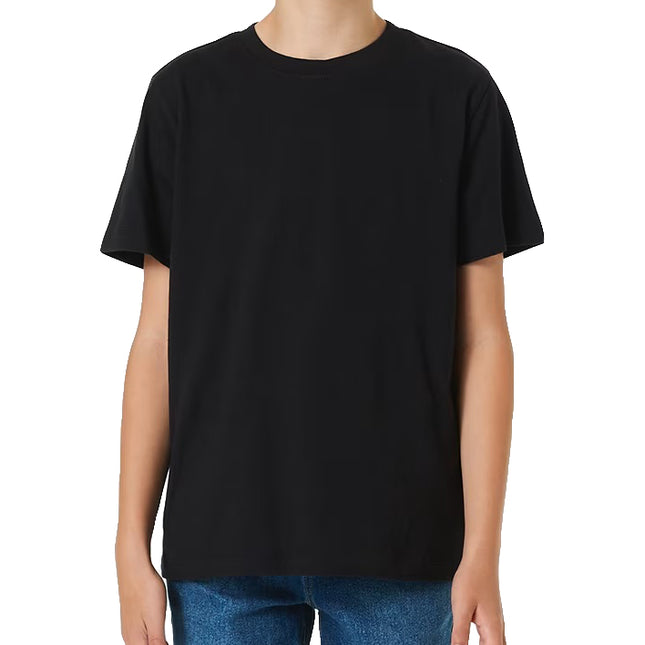 100% Cotton Kids T Shirt Childrens Boys Girls Basic Plain Short Sleeve Tee Tops - Black