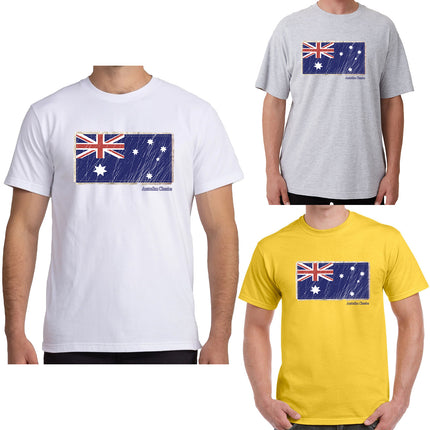 Men's Cottton Yellow Aussie T-Shirt Australia Day Flag Tops