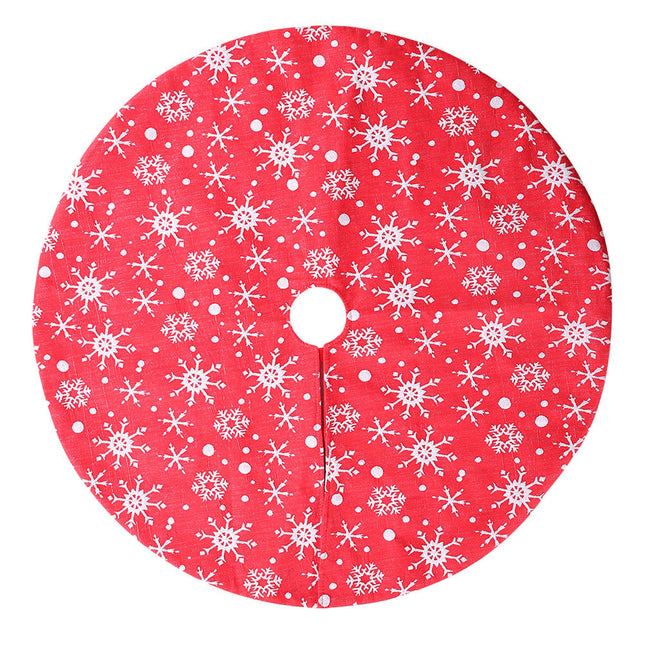 106cm Christmas Red Plush Tree Skirt Mat Snowflakes Home Xmas Carpet Cover Decor - Zmart Australia