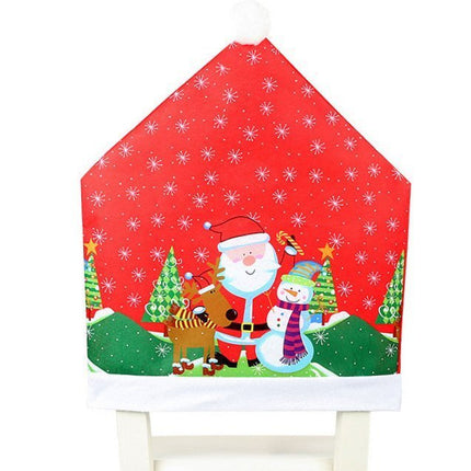 10x Christmas Chair Covers Dinner Table Santa Hat Snowman Home Decor Ornaments - Zmart Australia