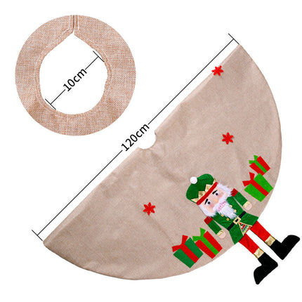 120cm Christmas Hessian Nutcracker Soldier Xmas Tree Cover Mat Skirt Ornaments - Zmart Australia