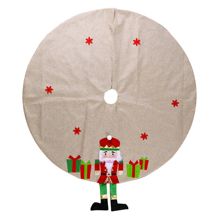 120cm Christmas Hessian Nutcracker Soldier Xmas Tree Cover Mat Skirt Ornaments - Zmart Australia