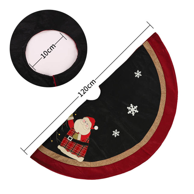 120cm Christmas Tree Skirt Cloth Base Xmas Felt Mat w Santa Snowman Home Decor - Zmart Australia