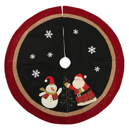 120cm Christmas Tree Skirt Cloth Base Xmas Felt Mat w Santa Snowman Home Decor - Zmart Australia