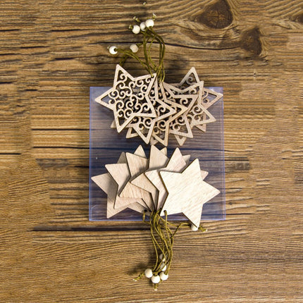 12x Christmas Wooden Tree Pendant Hanging Ornaments Xmas Party Home Craft Decor - Zmart Australia
