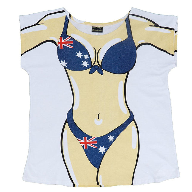 New Women's Bikini Body Beach Tee Top T Shirt Australia Flag Souvenir Sleep Wear - Zmart Australia