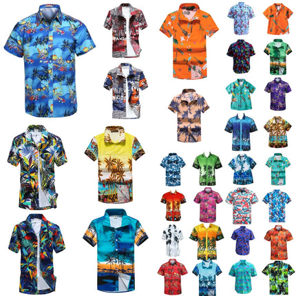 new-adults-kids-cotton-hawaiian-beach-shirt-cool-dry-tropical-summer-casual-tops