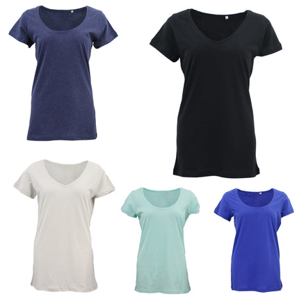 new-women's-plain-longline-t-shirt-basic-crew-v-neck-short-sleeve-tee-tops-dress