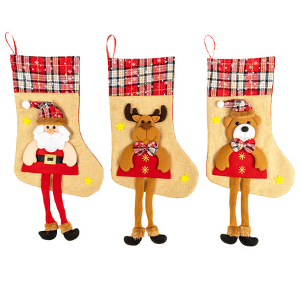 2-3x Large 42cm Christmas Stockings Socks Hanging D???cor Ornaments Candy Gift Bag
