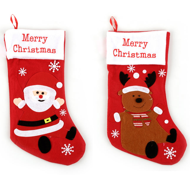 2-3x Large 42cm Christmas Stockings Socks Hanging D???cor Ornaments Candy Gift Bag