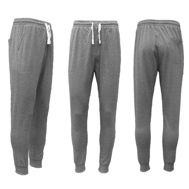 New Men's Slim Cuffed Hem Trousers Plain Track Sweat Pants Suit Gym Casual Sport - Dark Grey