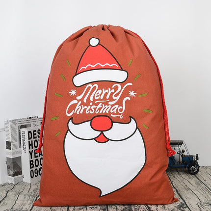 Christmas Canvas Hessian Santa Reindeer Sack Xmas Stocking Kids Gift Bag Storage - Zmart Australia