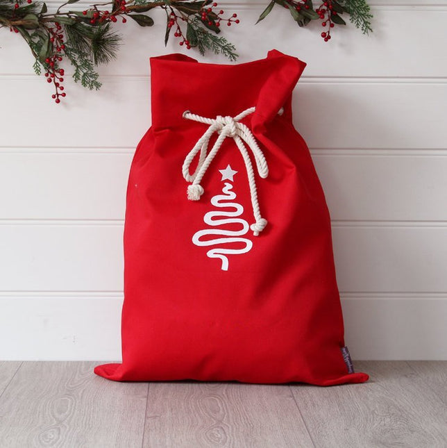 Christmas Canvas Hessian Santa Reindeer Sack Xmas Stocking Kids Gift Bag Storage - Zmart Australia