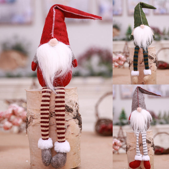 3x Christmas Faceless Doll Santa Long Leg Plush Ornament Xmas Decor Kid Toy Gift - Zmart Australia