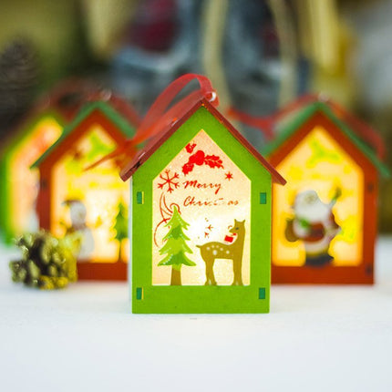 3x Christmas Wooden Tree LED Light Up House Lamp Lantern Hanging Ornaments Decor - Zmart Australia