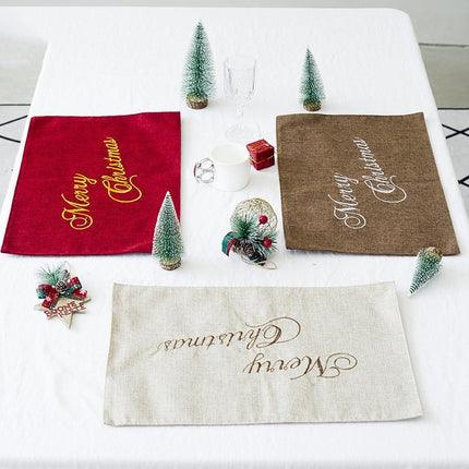 2x Christmas Hessian Burlap Linen Place Mats Dinner Table Ware Runner Xmas Decor - Zmart Australia