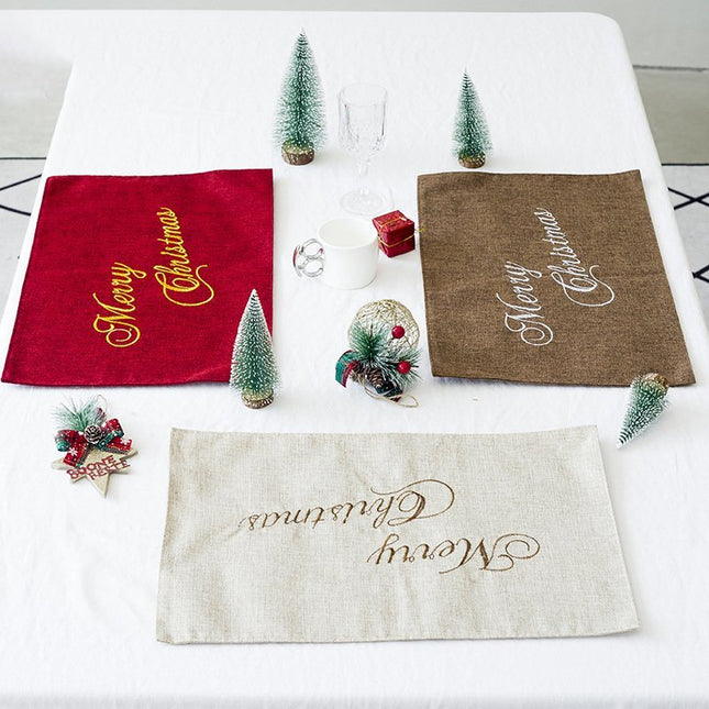 2x Christmas Hessian Burlap Linen Place Mats Dinner Table Ware Runner Xmas Decor - Zmart Australia