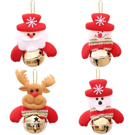 4x Christmas Plush Ornaments w Bell Xmas Tree Wall Door Hanging Party Decoration - Zmart Australia