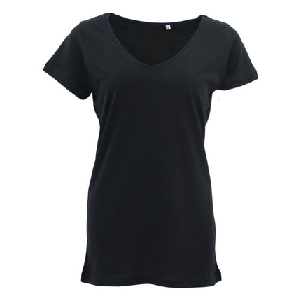 new-women's-plain-longline-t-shirt-basic-crew-v-neck-short-sleeve-tee-tops-dress