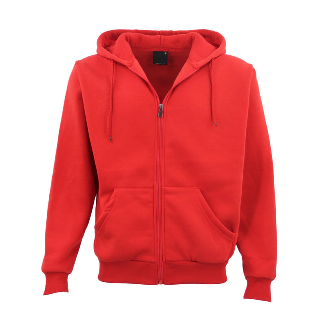 Adult Unisex Zip Plain Fleece Hoodie Hooded Jacket Mens Sweatshirt Jumper - Red