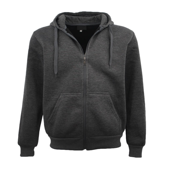 Adult Unisex Zip Plain Fleece Hoodie Hooded Jacket Mens Sweatshirt Jumper - Dark Grey