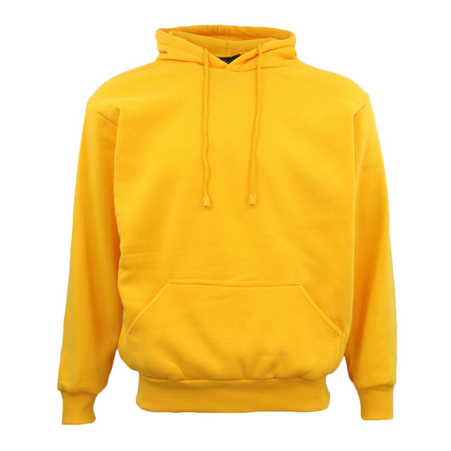 Adult Unisex Men's Basic Plain Hoodie Pullover Sweater Sweatshirt Jumper - Yellow