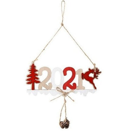 2021 Christmas Wooden Door Sign Reindeer Plaque Wall Home Tree Ornament Decor - Zmart Australia