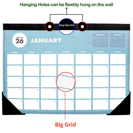 2026 A3 Desk Wall Calendar Home Family Tear Off Planner Organiser
