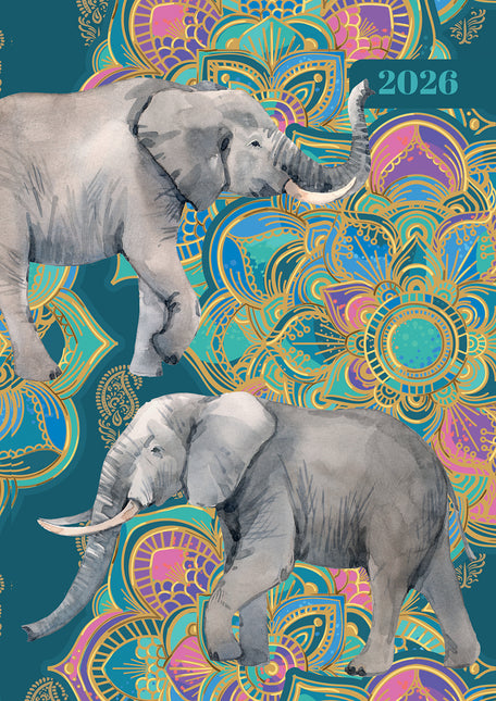 Elephant Elegance 2026 A5 Padded Diary