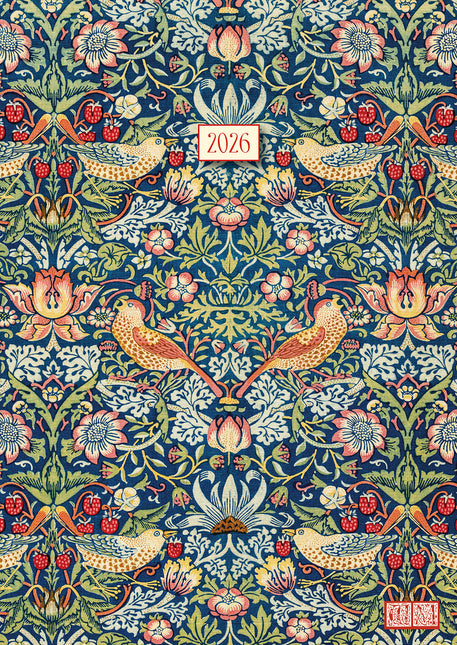 William Morris Strawberry Thief 2026 A5 Padded Diary