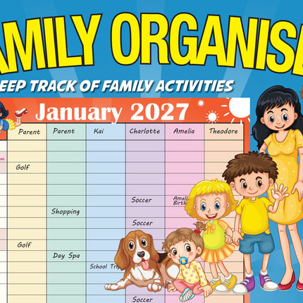 Family Organiser - 2027 Rectangle Wall Calendar 13 Months Planner Home Schedule image 1