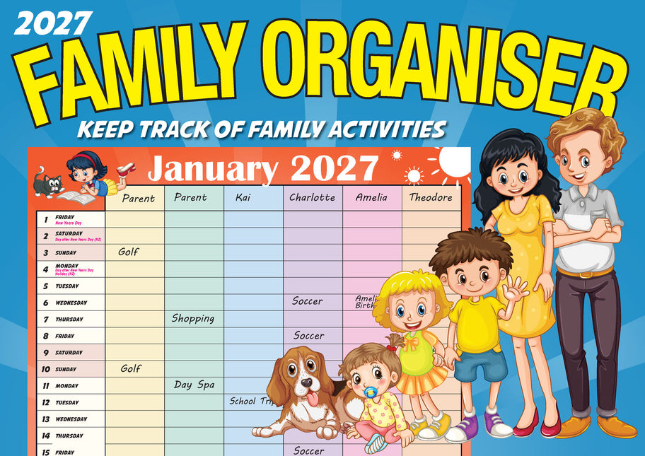 Family Organiser - 2027 Rectangle Wall Calendar 13 Months Planner Home Schedule image 1